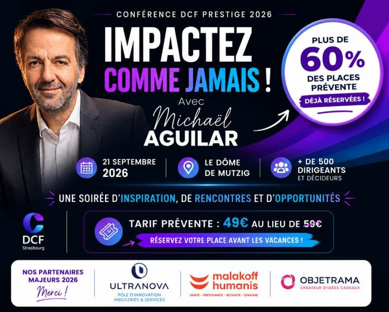 Bannière de l'événement Conférence Prestige DCF Strasbourg avec Michael AGUILAR